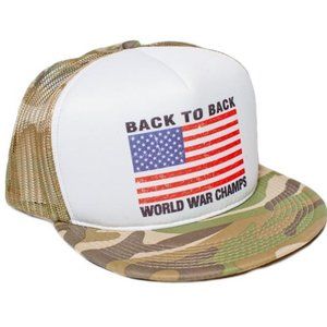 Back To Back World War Champs Champions Unisex-Adult Flat Bill Truckers Hat Cap